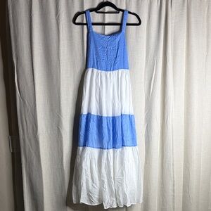 NWT Chic Blue and White Color Block Maxi Dress